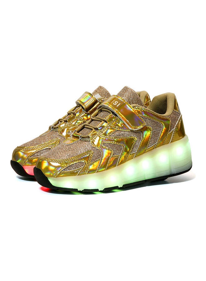 Generic Kids Shiny Light Single Round Low Top Sneakers Gold  - Image 1