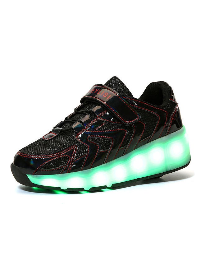 Generic Kids Shiny Light Single Round Low Top Sneakers Black  - Image 1