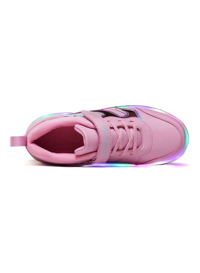 Generic Kids Led Cool Dark Stylish Shiny Double Round Low Top Sneakers Pink  - Image 2