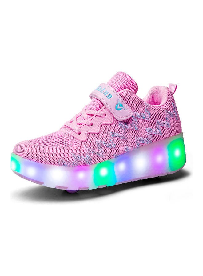 Generic Girls Cool Dark Stylish Shiny Double Round Low Top Sneakers Pink  - Image 1