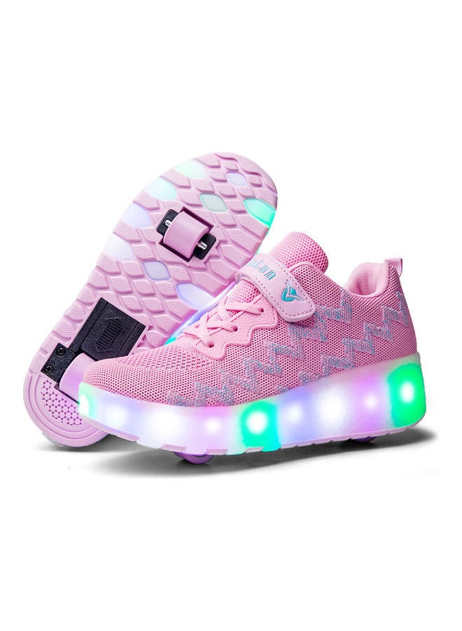 Generic Girls Cool Dark Stylish Shiny Double Round Low Top Sneakers Pink  - Image 2
