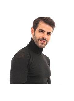 Caesar Casual Plain Basic Long Sleeve Pullover Black  - Image 2