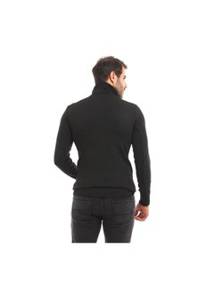 Caesar Casual Plain Basic Long Sleeve Pullover Black  - Image 4