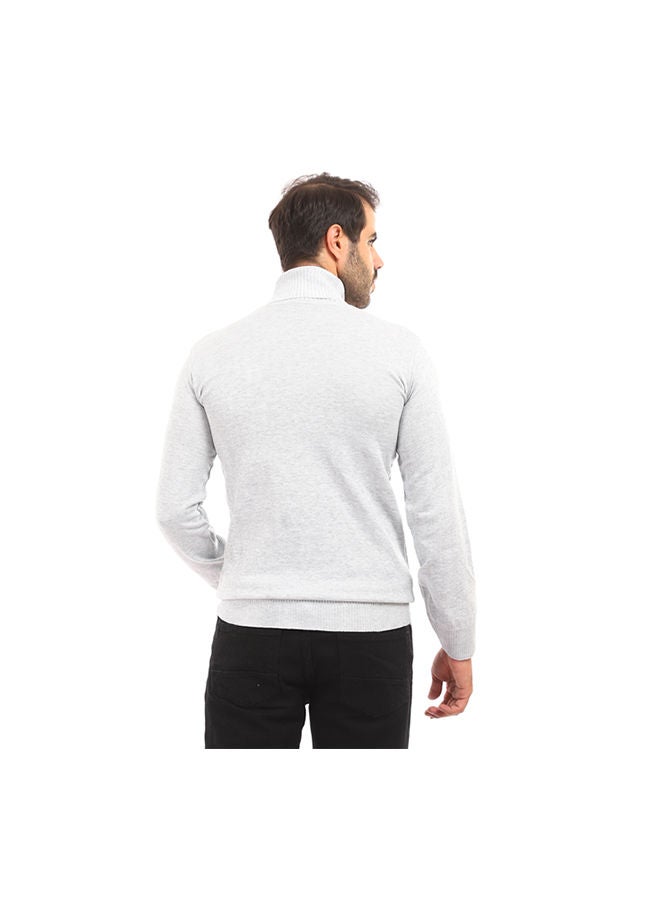 Caesar - Casual Plain Basic Long Sleeve Pullover Grey - Image 1