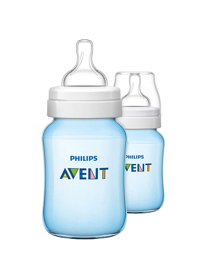 زجاجة تغذية ورضاعة كلاسيك بلس من قطعتين - لون أزرق، 260 مل  - نسخة أصلية - Image 1