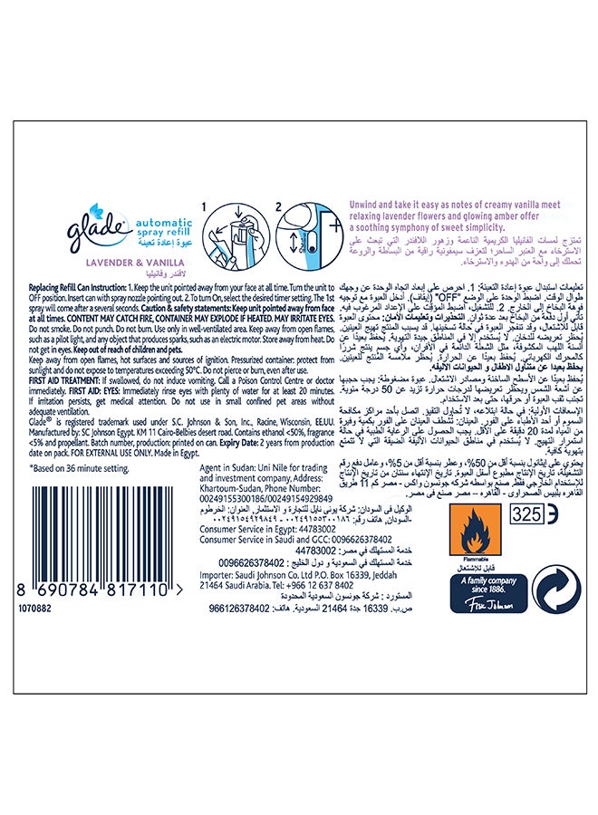 جليد عبوة بخاخ أوتوماتيكي قابلة لإعادة التعبئة برائحة اللافندر والفانيليا 269ملليلتر  - Image 2