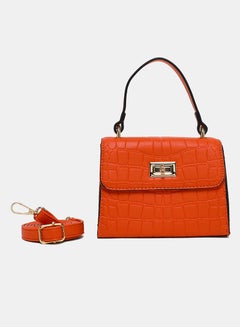 Twist Lock Womens PU Satchel Bag Orange