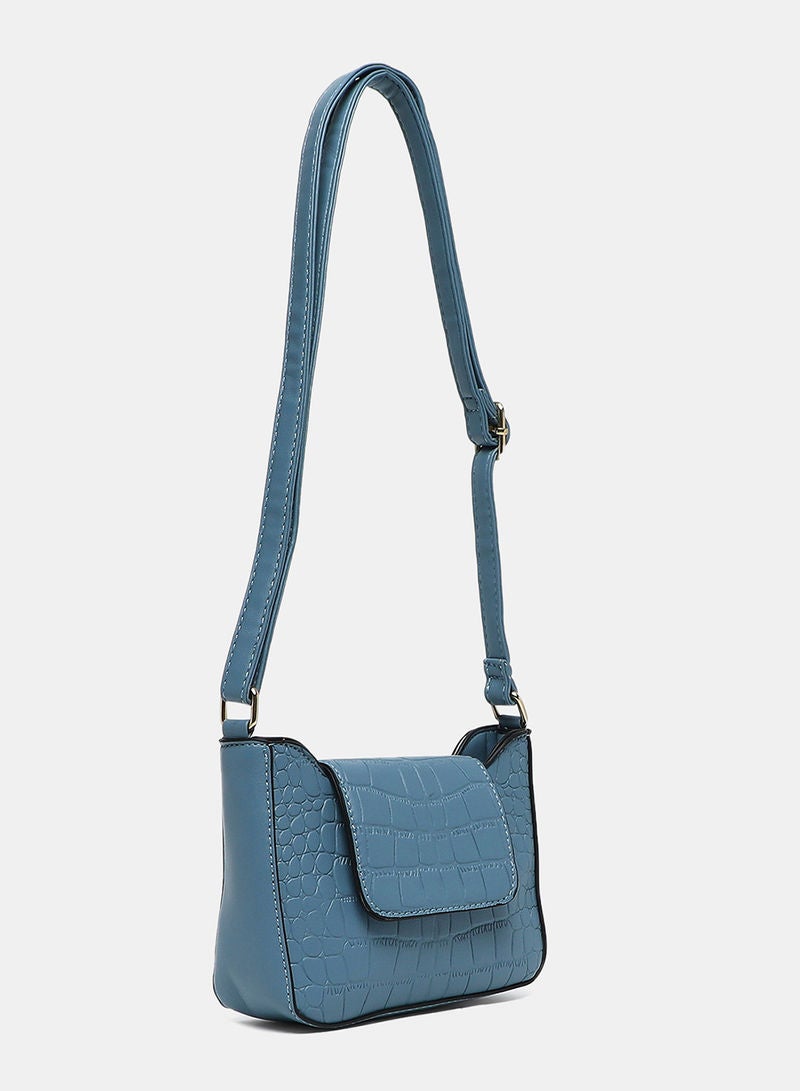 Aila - Magnetic Closure Womens PU shoulder bag Light Blue - Image 1