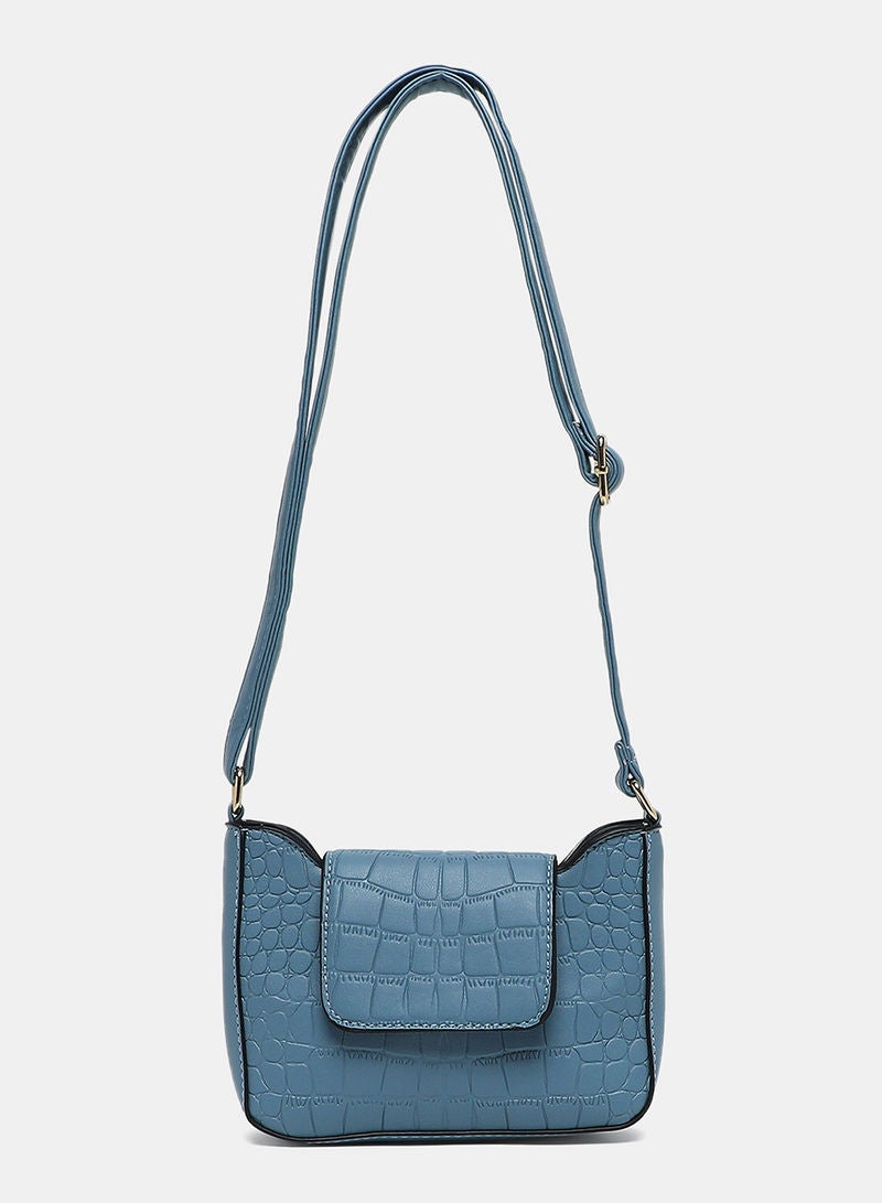 Aila - Magnetic Closure Womens PU shoulder bag Light Blue - Image 1