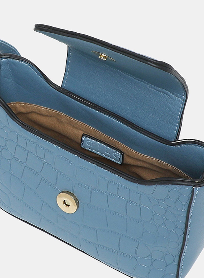 Aila - Magnetic Closure Womens PU shoulder bag Light Blue - Image 1