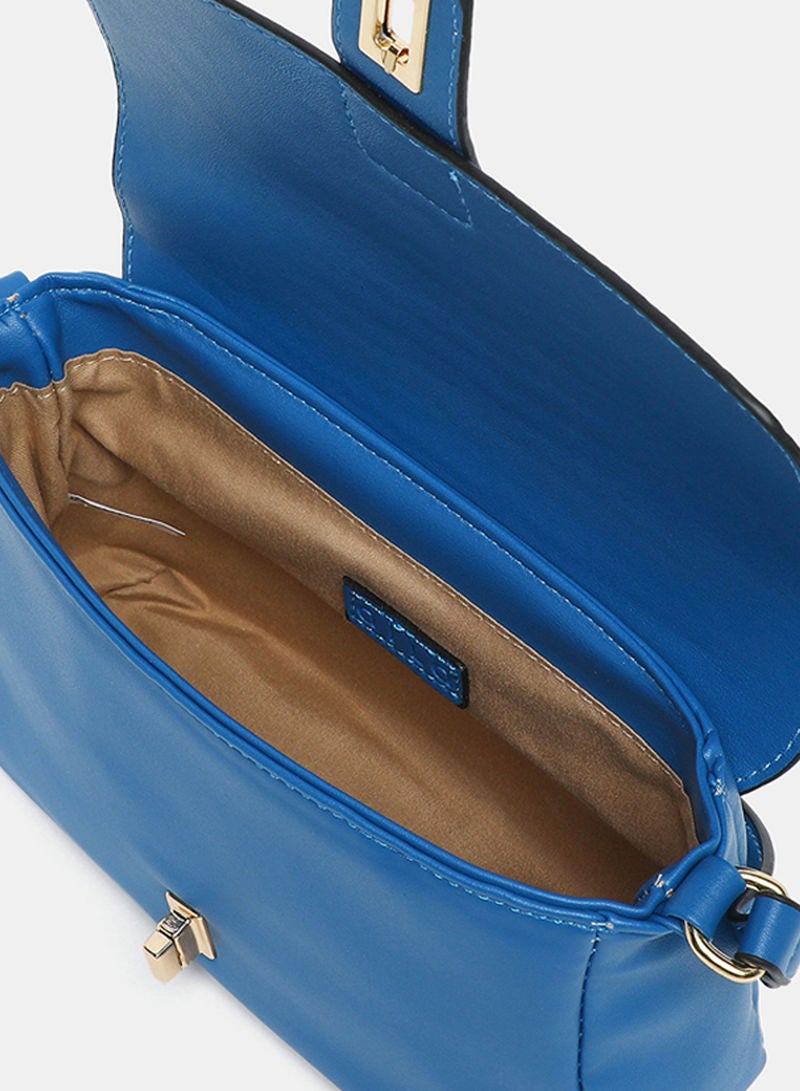 Aila - Flap Closure Textured Womens PU Satchel bag Blue - Image 1