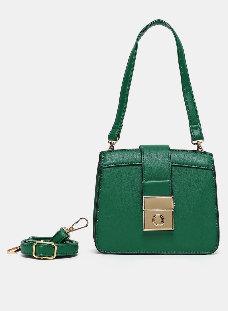 Magnetic Closure Womens PU Satchel bag Green