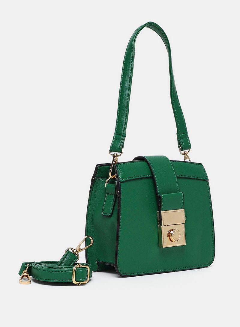 Magnetic Closure Womens PU Satchel bag Green