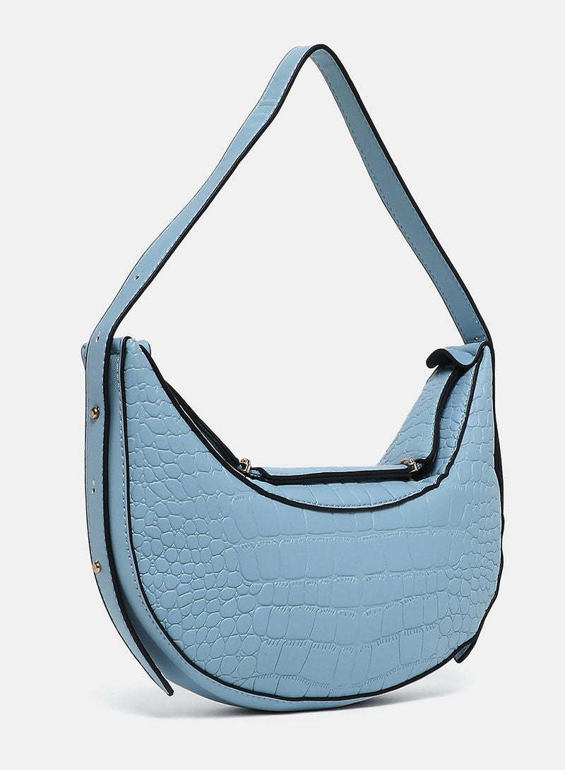 Aila - Zip Closure Textured Womens PU Satchel bag Blue - Image 1