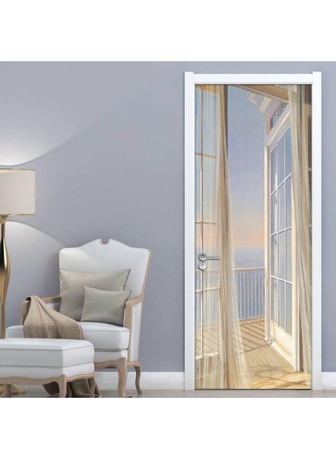 ZENHOME 3D Waterproof Living Room Door Stickers Multicolour 77 x 200cm - Image 2