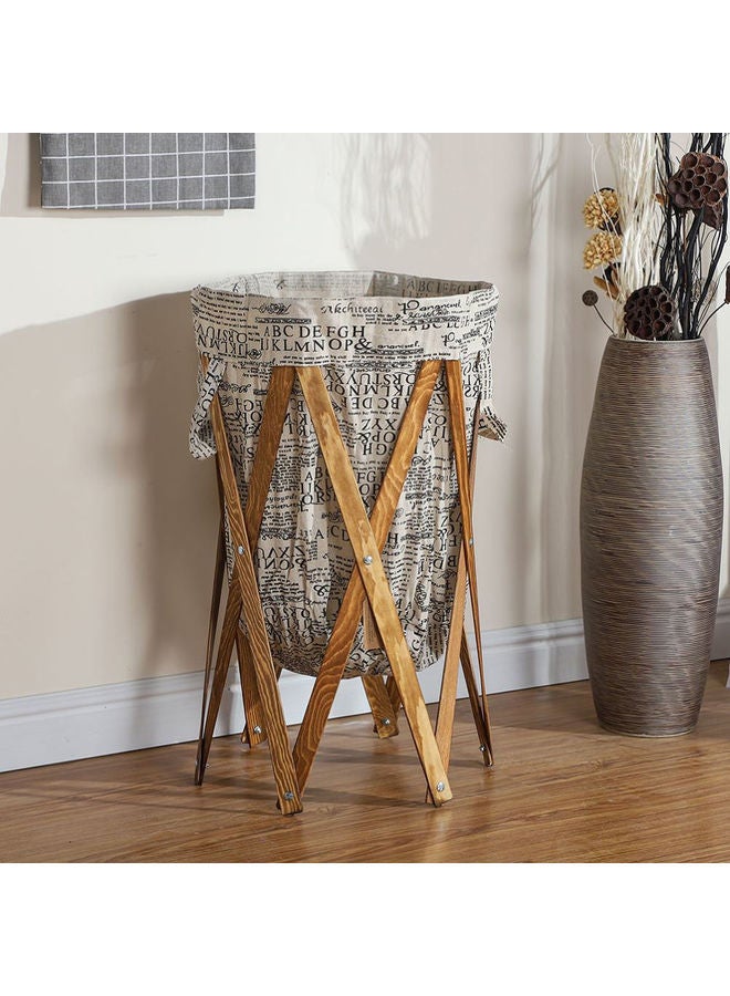 LINGWEI Laundry Basket Bin With Wooden Frame Multicolour 44x68x44cm - Image 2