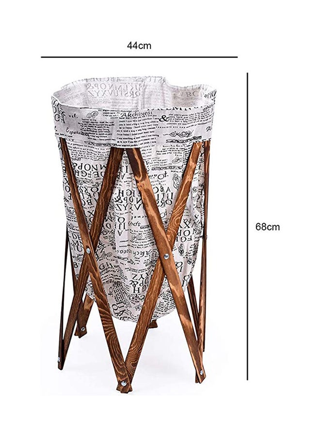 LINGWEI Laundry Basket Bin With Wooden Frame Multicolour 44x68x44cm - Image 5