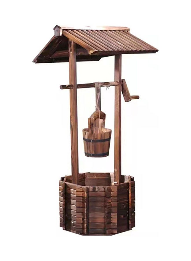 LINGWEI Well Shape Wooden Flower Pot Brown 107x50x45cm - Image 1