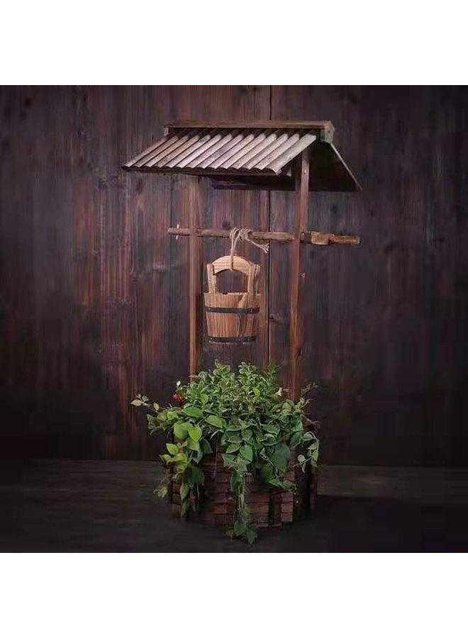 LINGWEI Well Shape Wooden Flower Pot Brown 107x50x45cm - Image 2