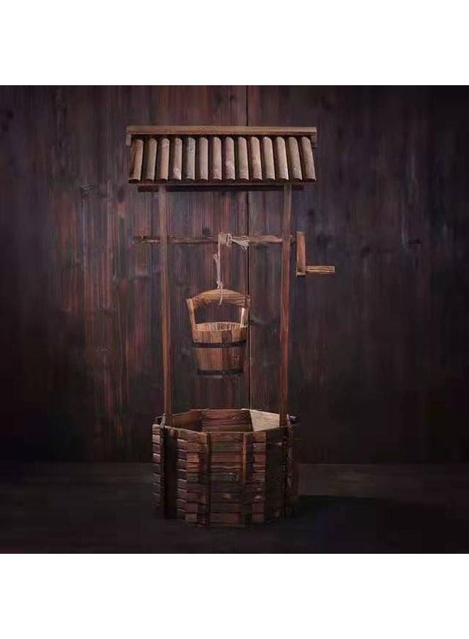 LINGWEI Well Shape Wooden Flower Pot Brown 107x50x45cm - Image 5