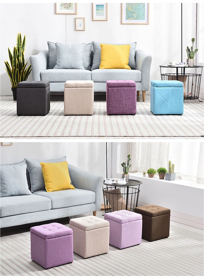 LINGWEI Multifunctional Square Storage Ottoman Brown - Image 3