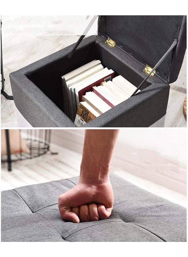 LINGWEI Multifunctional Square Ottoman Grey - Image 2