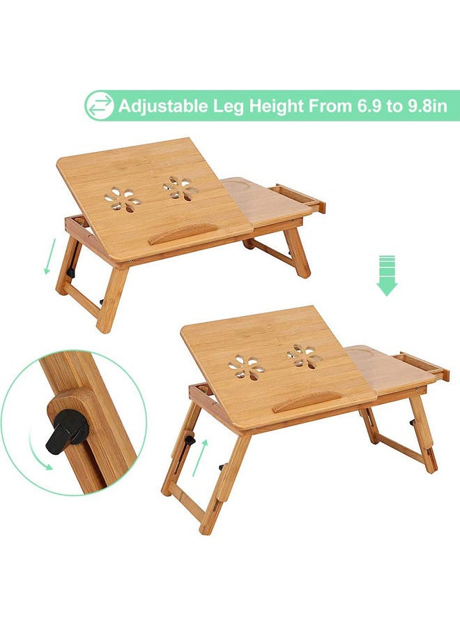 LINGWEI Natural Bamboo Foldable Laptop Desk Brown - Image 5