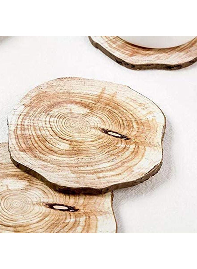 6-Piece Wooden Non-Slip Table Coaster Brown 10x10x1cm