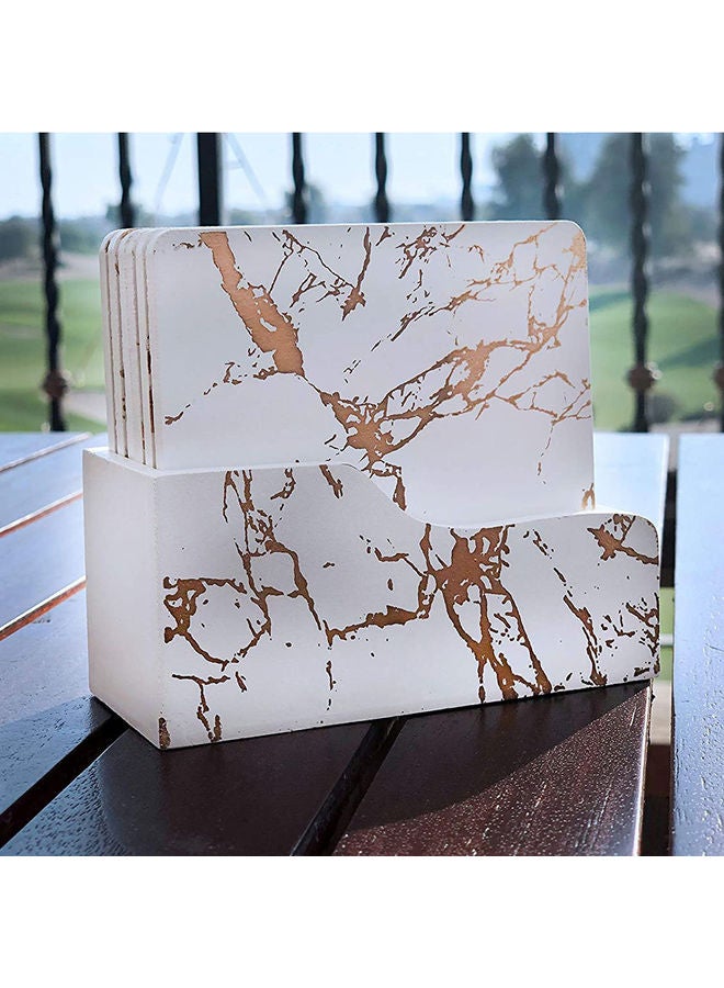 LINGWEI 6-Piece Wooden Non-Slip Table Coaster White 10x10x1cm - Image 2