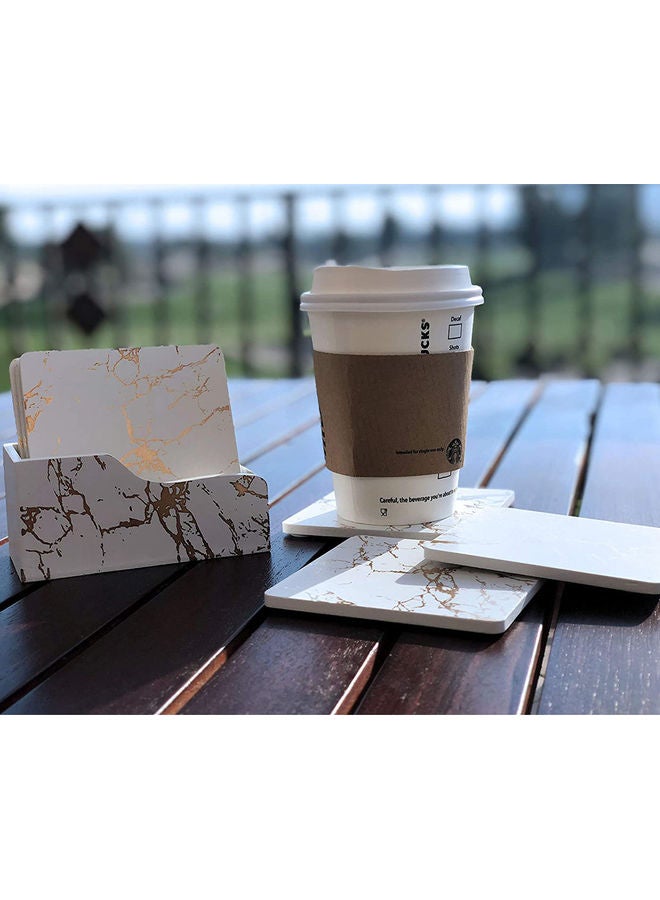 LINGWEI 6-Piece Wooden Non-Slip Table Coaster White 10x10x1cm - Image 3