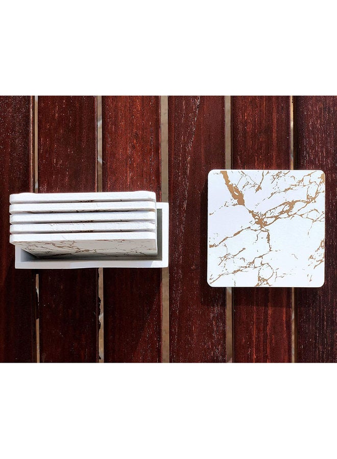 LINGWEI 6-Piece Wooden Non-Slip Table Coaster White 10x10x1cm - Image 4