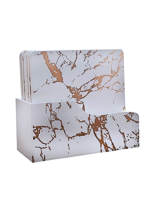 LINGWEI 6-Piece Wooden Non-Slip Table Coaster White 10x10x1cm - Image 1