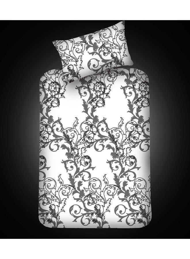 طقم شرشف سرير قطن أسود/ أبيض 100x201سم 