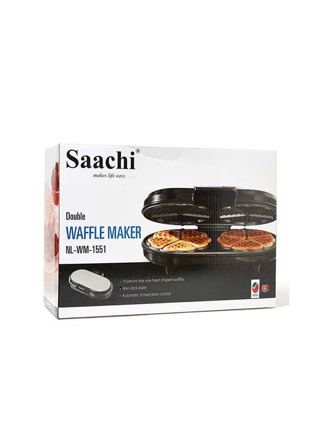 Saachi - Double Waffle Maker NL-WM-1551-BK With Mini Heart-Shaped Waffles 1200 W NL-WM-1551-BK Black - Image 1