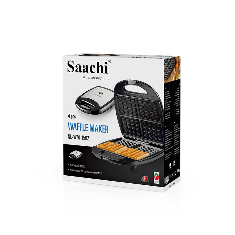 Saachi - Waffle Maker NL-WM-1562-BK With A Square Grid Design 1300.0 W NL-WM-1562-BK Black - Image 1