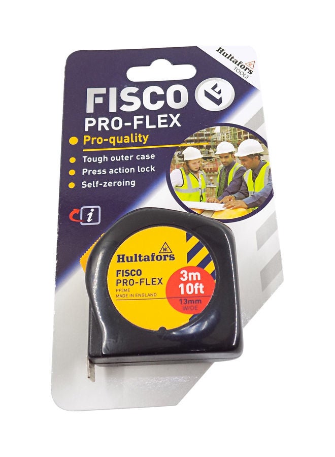 FISCO Proflex Measuring Tape Black/Yellow 3meter  - Image 1