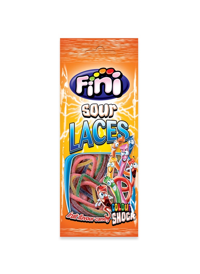 Fini Sour Laces Colour Shock Fruit Flavored Candy 85grams - Image 1