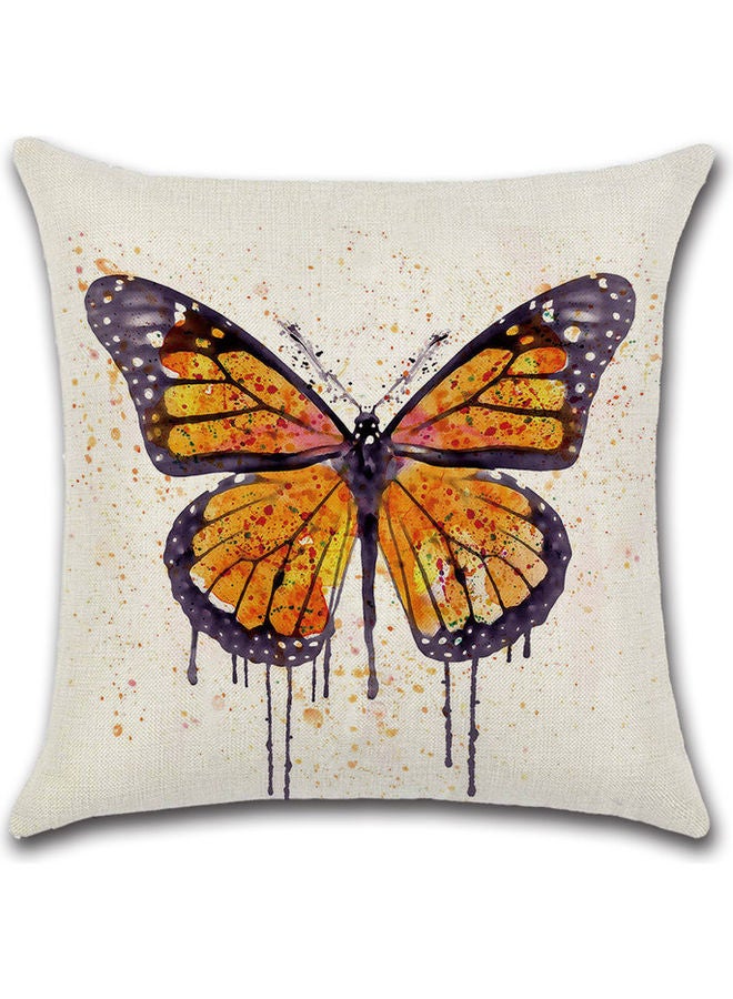 RISHAHOME Butterfly Printed Cushion Cover Cotton Blend Multicolour 45x45cm 