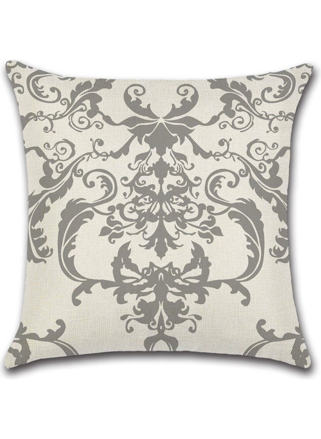 RISHAHOME Printed Cushion Cover Cotton Blend Grey/Biege 45x45cm 