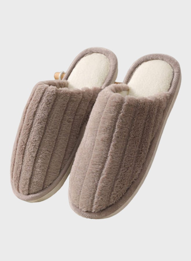 EHOME - Non-Slip Warm Bedroom Slippers Brown - Image 1