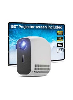Wownect Portable 1080P 4K Projector 8000 Lumens PROJ-WO-44-W_SCR-05 White  - Image 1