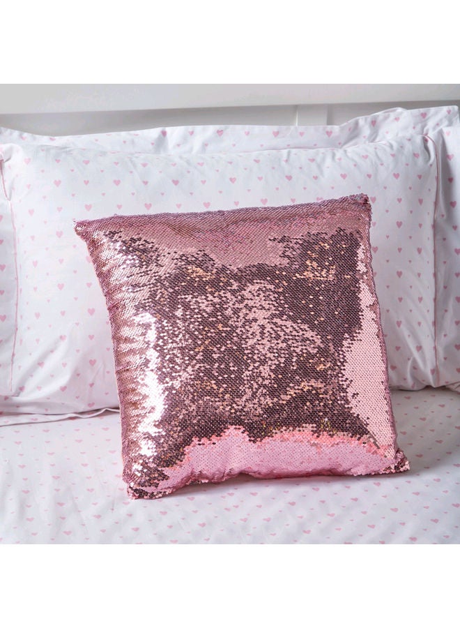 Cushion With Sequin Detailing From Caramel Polyester Pink 45x45cm - Image 1
