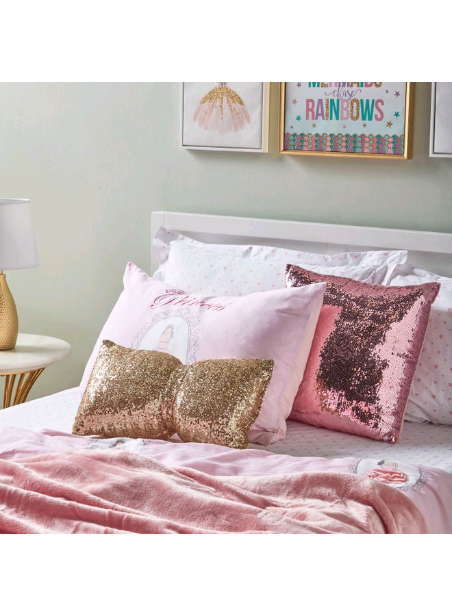 Cushion With Sequin Detailing From Caramel Polyester Pink 45x45cm - Image 4