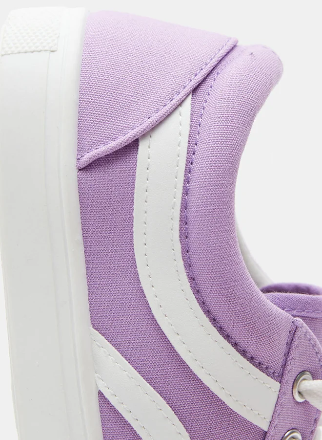 shoexpress Women's Low Top Lace-Up Sneakers Purple/White