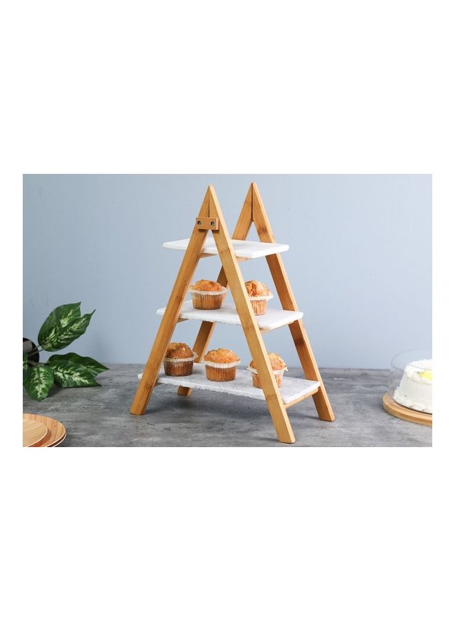 بان هوم  حامل كعك رخامي 3 طبقات | طبيعي | آمن للطعام، صديق للبيئة | 33x20x47 سم - Image 2