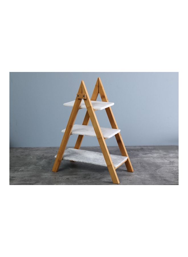 بان هوم  حامل كعك رخامي 3 طبقات | طبيعي | آمن للطعام، صديق للبيئة | 33x20x47 سم - Image 1