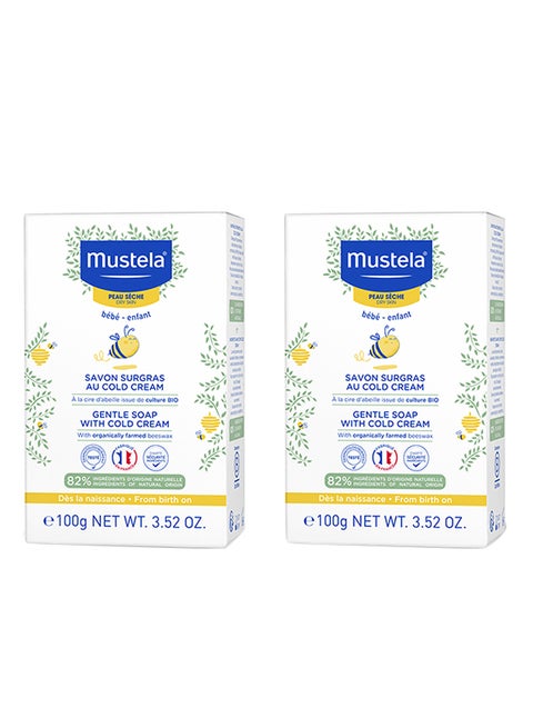 Gentle Baby Soap With Cold Cream and farmed Beewax, Pack of 2,  100g+100g