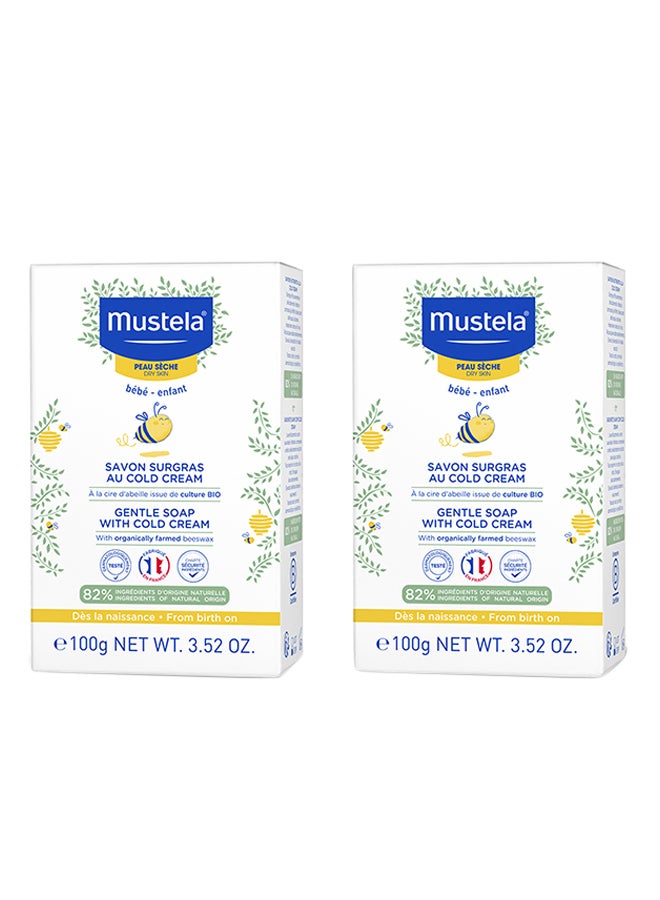Mustela - Gentle Baby Soap With Cold Cream and farmed Beewax, Pack of 2,  100g+100g - Image 1