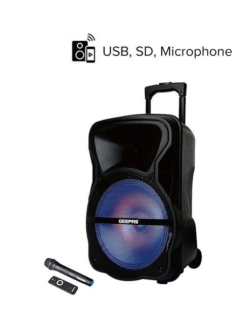 Portable & Rechargeable Professional Speaker With Blue tooth & TWS Function, Remote Control,, USB/Bluetooth/SD Card Slots/FM Radio, 35000W PMPO, GMS8568, Black GMS8568 Black