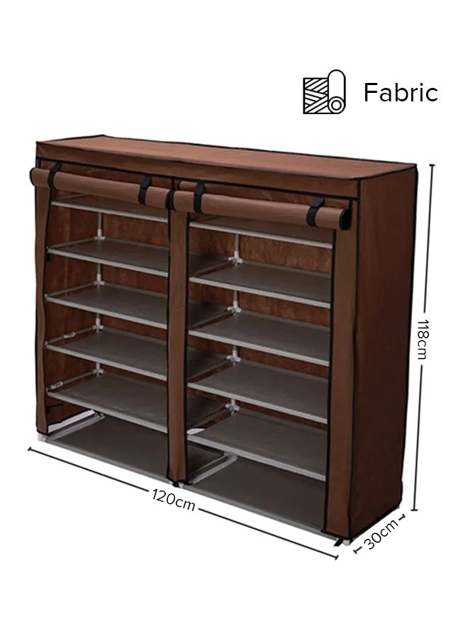 ALMUFARREJ 12-Layer Rectangle Shoe Rack 24 pairs of shoe Brown/Grey/Black 120x30x118cm  - Image 1